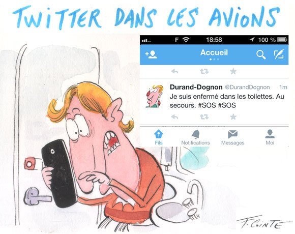 Dessin: Air France autorise l'usage des mobiles dans ses avions